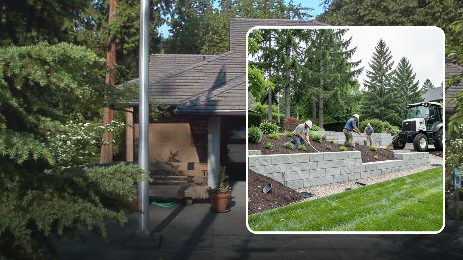 Block Wall Installation in Yarrow Point, King County, WA - We build engineered concrete block retaining walls with the drainage systems essential for saturated Northwest slopes.