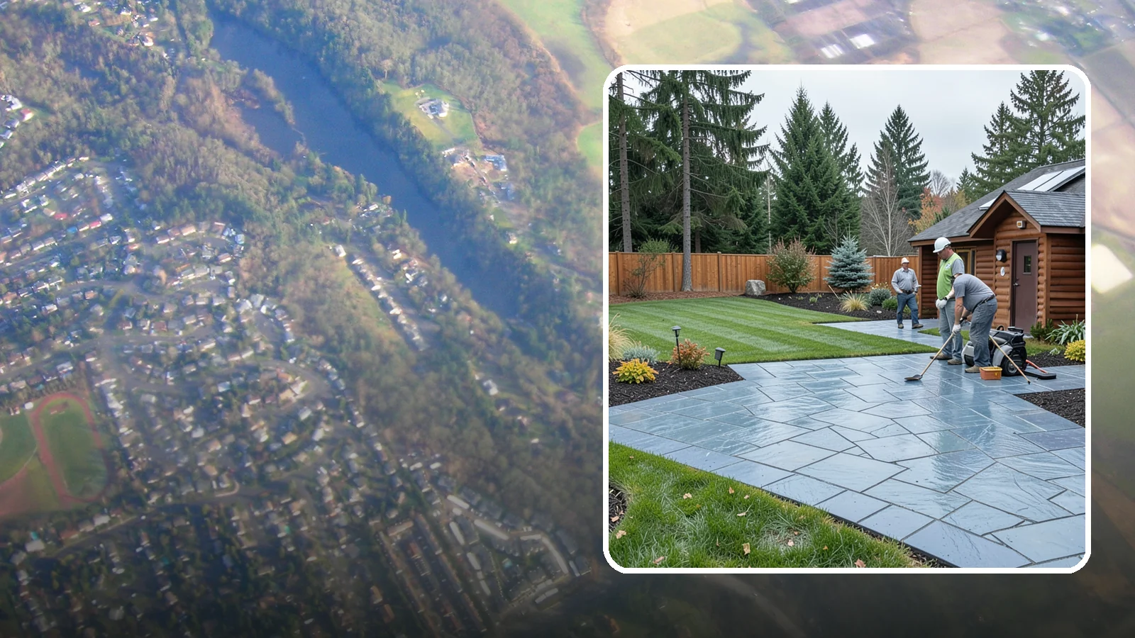 Bluestone Installation in Algona, King County, WA - Dense blue-gray sandstone pavers with a refined thermal or natural-cleft finish, perfect for elegant Northwest patios and...
