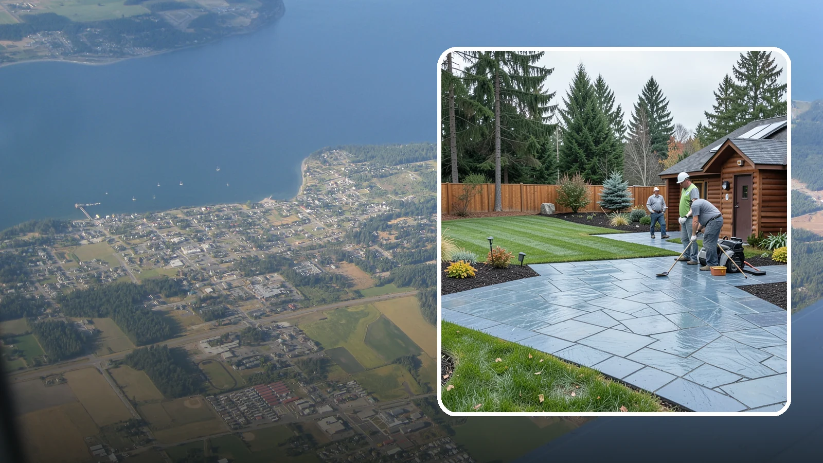 Bluestone Installation in Coupeville, Island County, WA - Dense blue-gray sandstone pavers with a refined thermal or natural-cleft finish, perfect for elegant Northwest patios and...
