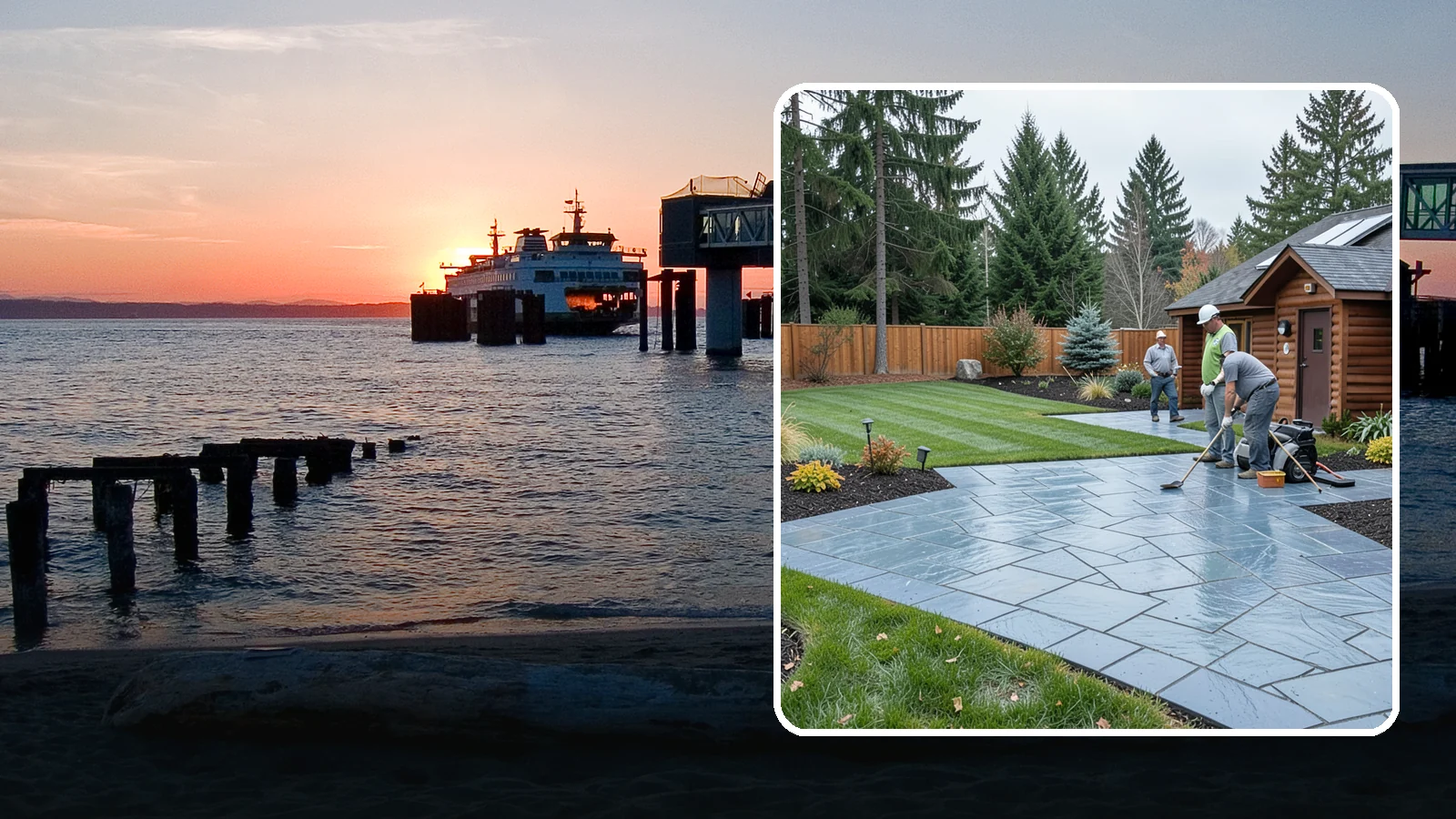 Bluestone Installation in Edmonds, Snohomish County, WA - Dense blue-gray sandstone pavers with a refined thermal or natural-cleft finish, perfect for elegant Northwest patios and...
