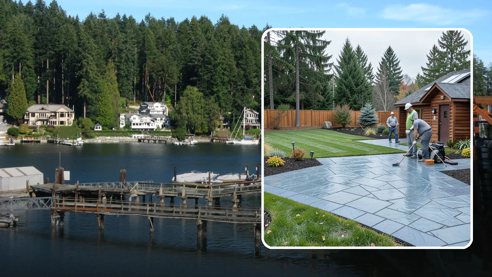 Bluestone Installation in Gig Harbor, Pierce County, WA - Dense blue-gray sandstone pavers with a refined thermal or natural-cleft finish, perfect for elegant Northwest patios and...