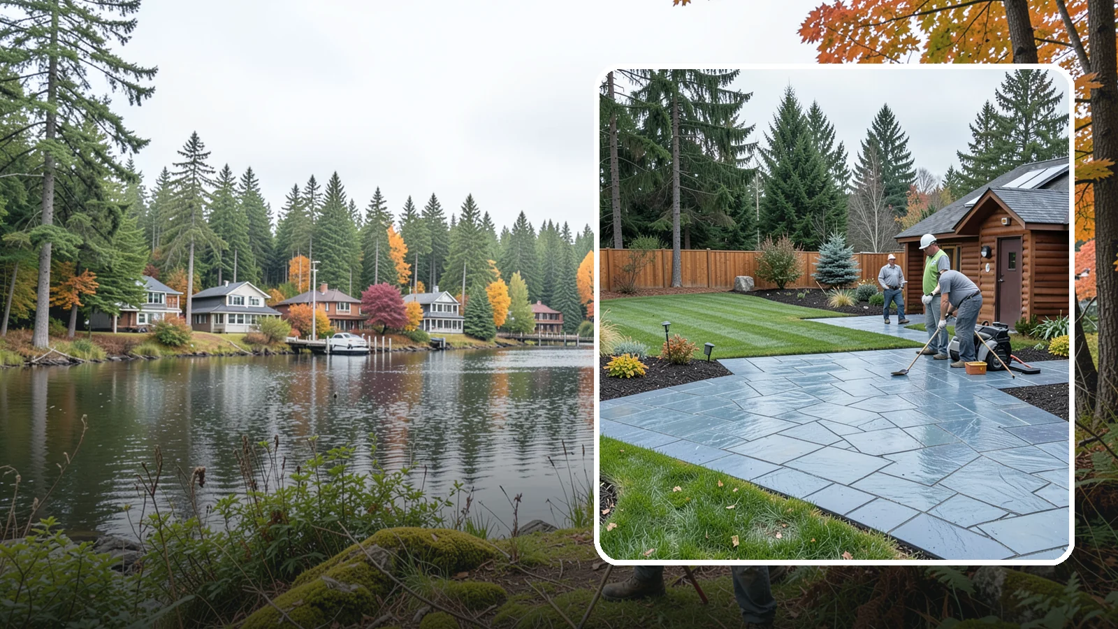 Bluestone Installation in La Conner, Skagit County, WA - Dense blue-gray sandstone pavers with a refined thermal or natural-cleft finish, perfect for elegant Northwest patios and...