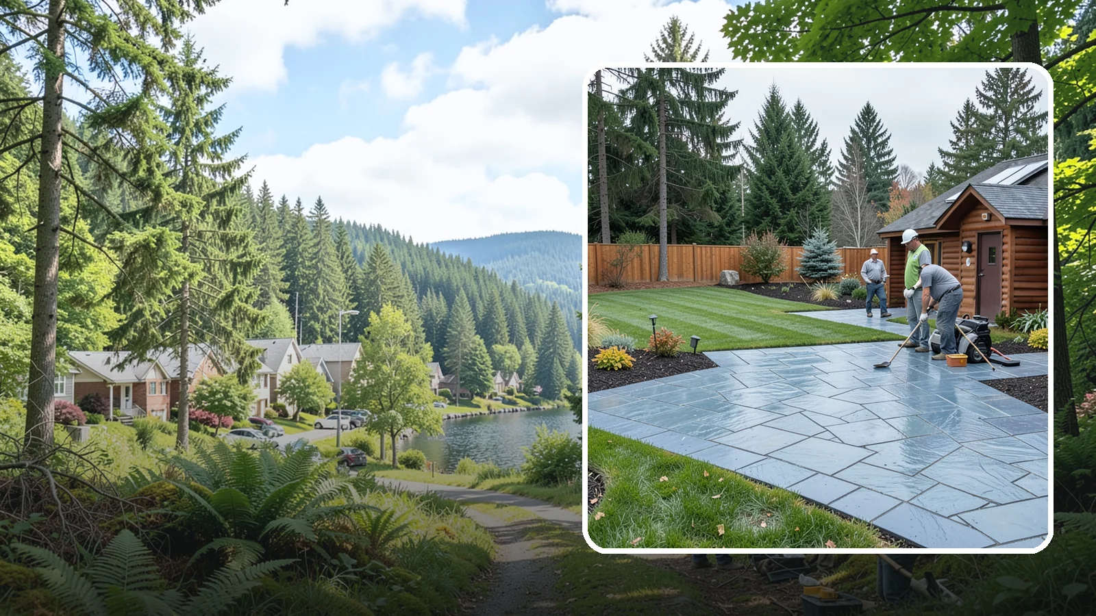 Bluestone Installation in Lake Forest Park, King County, WA - Dense blue-gray sandstone pavers with a refined thermal or natural-cleft finish, perfect for elegant Northwest patios and...