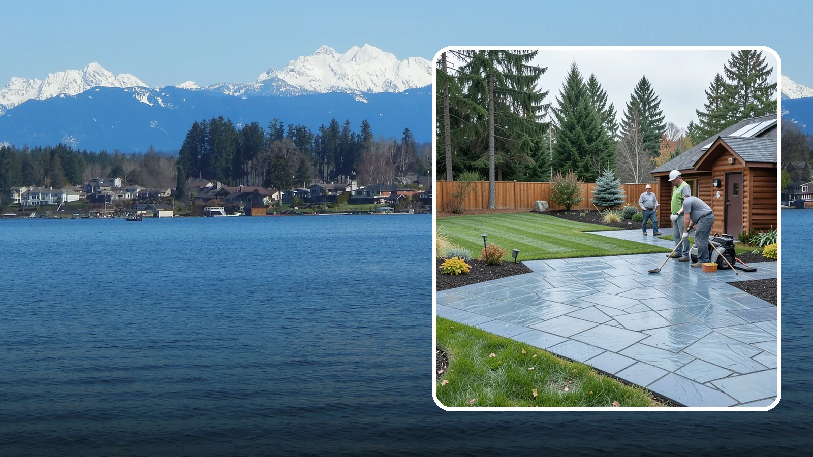 Bluestone Installation in Lake Stevens, Snohomish County, WA - Dense blue-gray sandstone pavers with a refined thermal or natural-cleft finish, perfect for elegant Northwest patios and...
