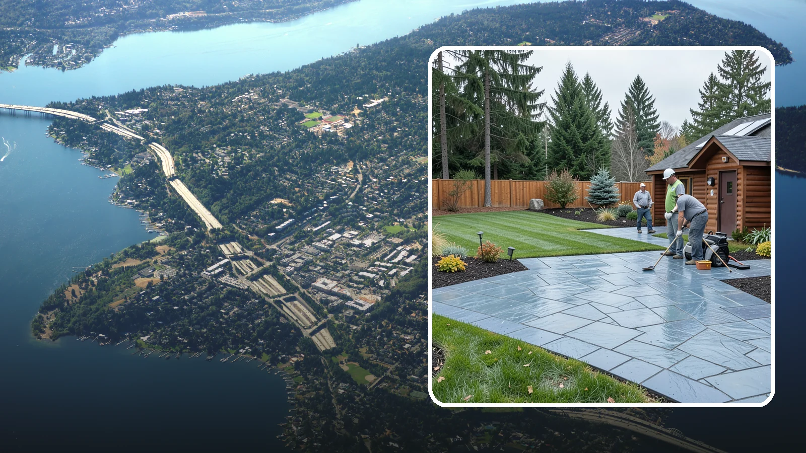 Bluestone Installation in Mercer Island, King County, WA - Dense blue-gray sandstone pavers with a refined thermal or natural-cleft finish, perfect for elegant Northwest patios and...