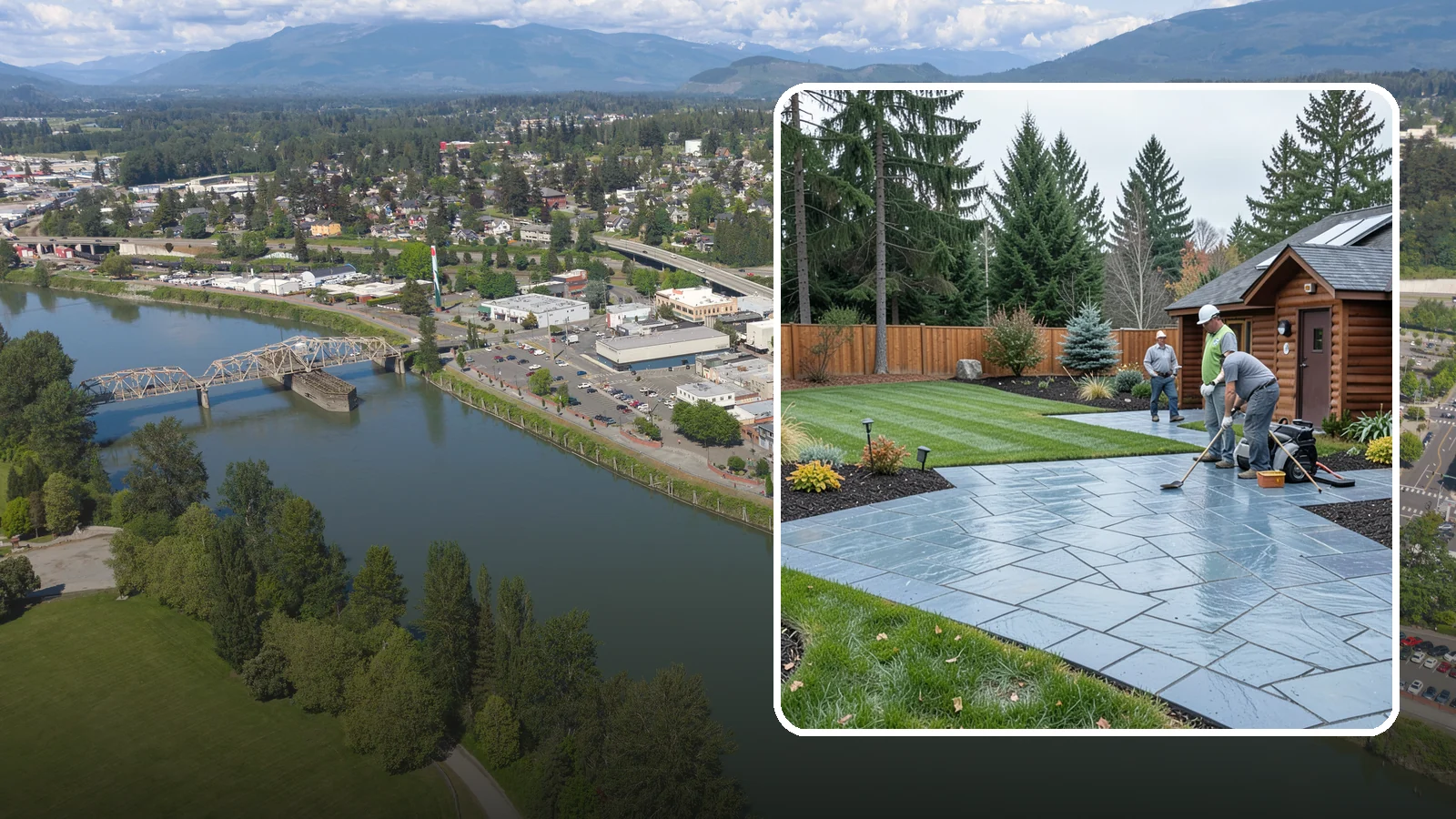 Bluestone Installation in Mount Vernon, Skagit County, WA - Dense blue-gray sandstone pavers with a refined thermal or natural-cleft finish, perfect for elegant Northwest patios and...