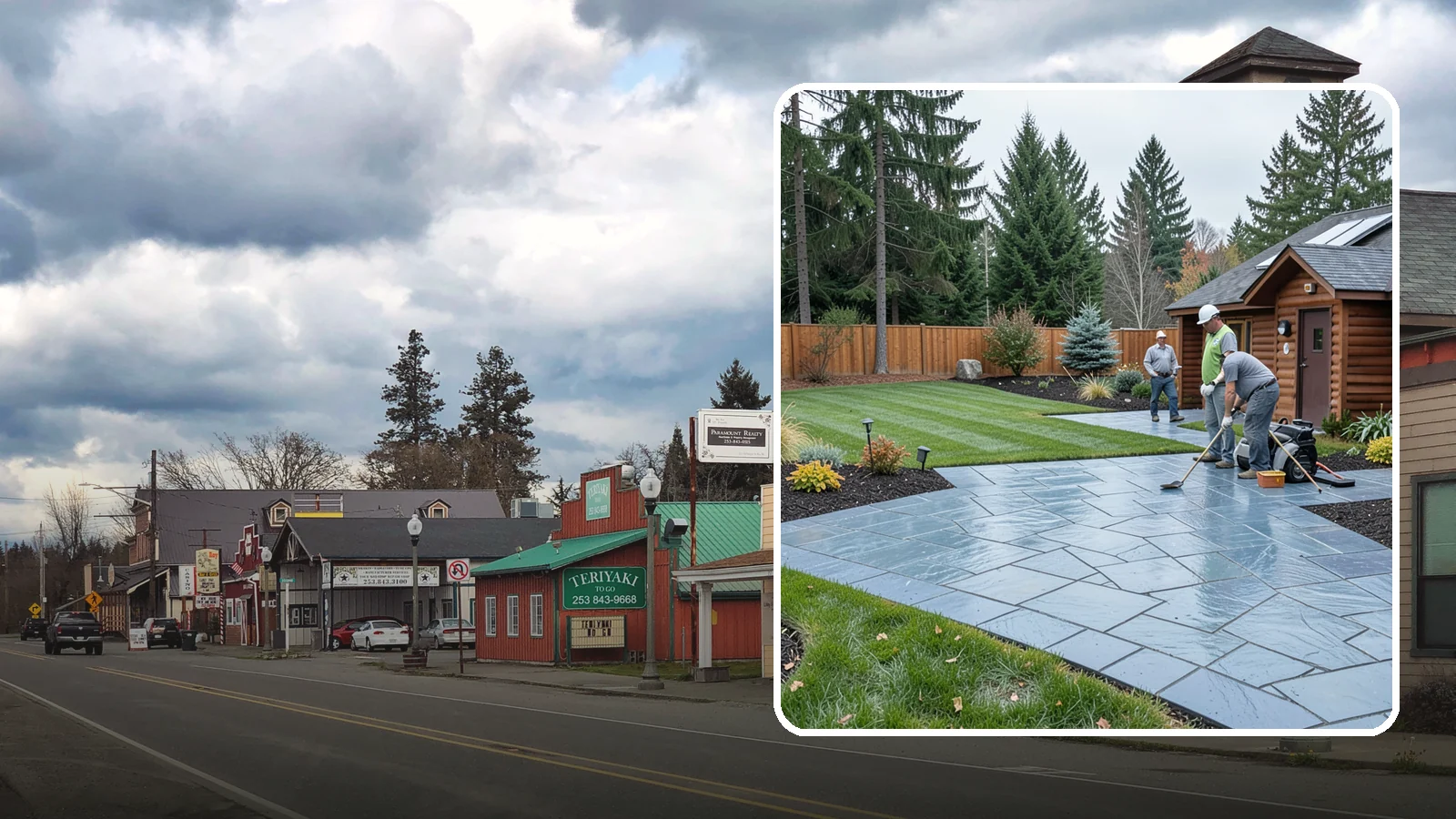 Bluestone Installation in Roy, Pierce County, WA - Dense blue-gray sandstone pavers with a refined thermal or natural-cleft finish, perfect for elegant Northwest patios and...