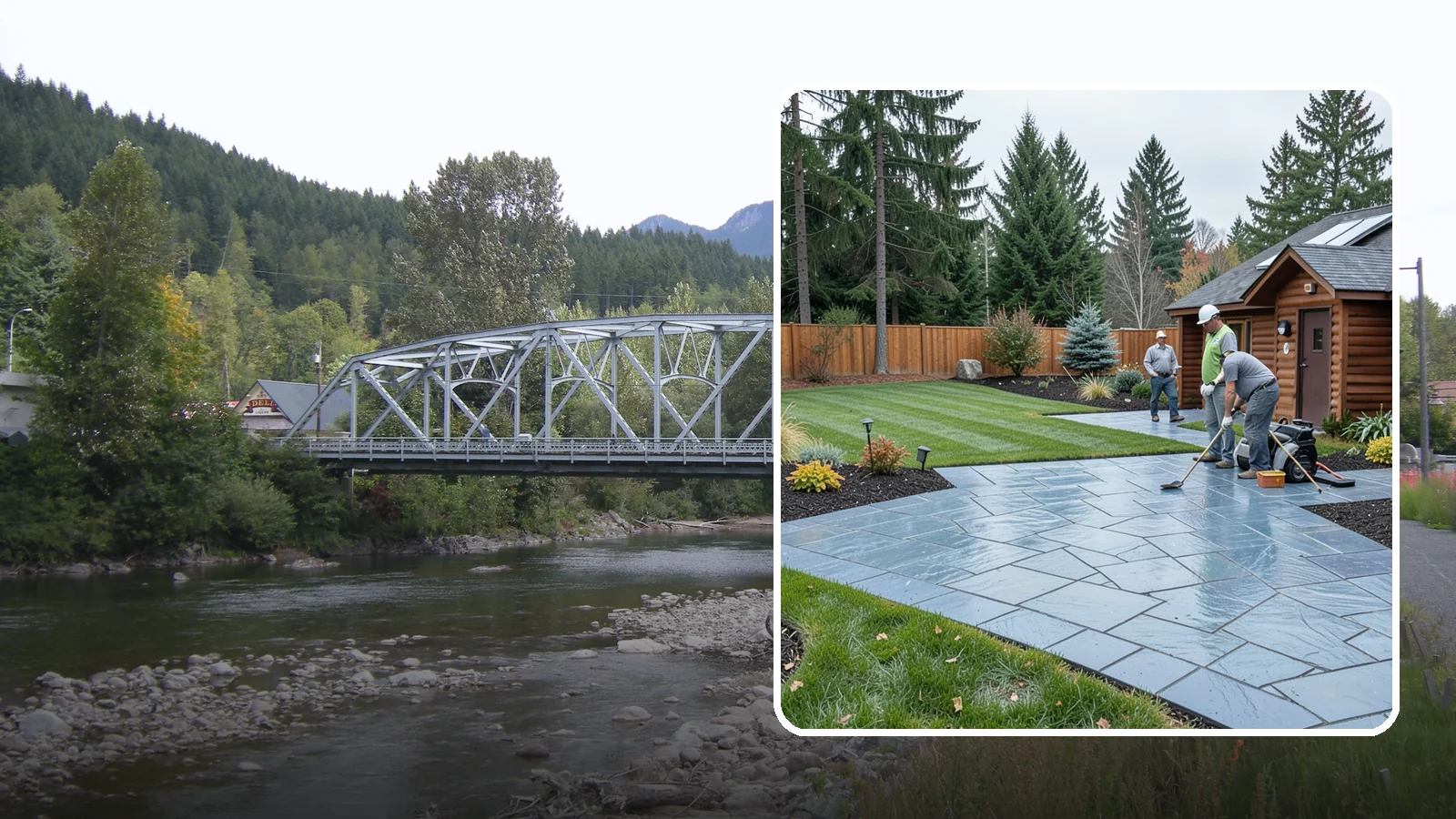 Bluestone Installation in Skykomish, King County, WA - Dense blue-gray sandstone pavers with a refined thermal or natural-cleft finish, perfect for elegant Northwest patios and...