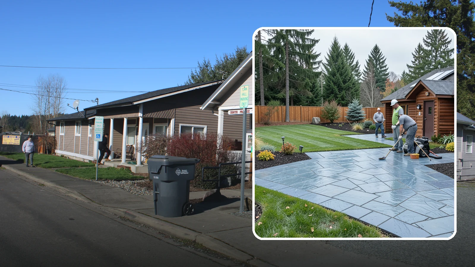 Bluestone Installation in South Prairie, Pierce County, WA - Dense blue-gray sandstone pavers with a refined thermal or natural-cleft finish, perfect for elegant Northwest patios and...