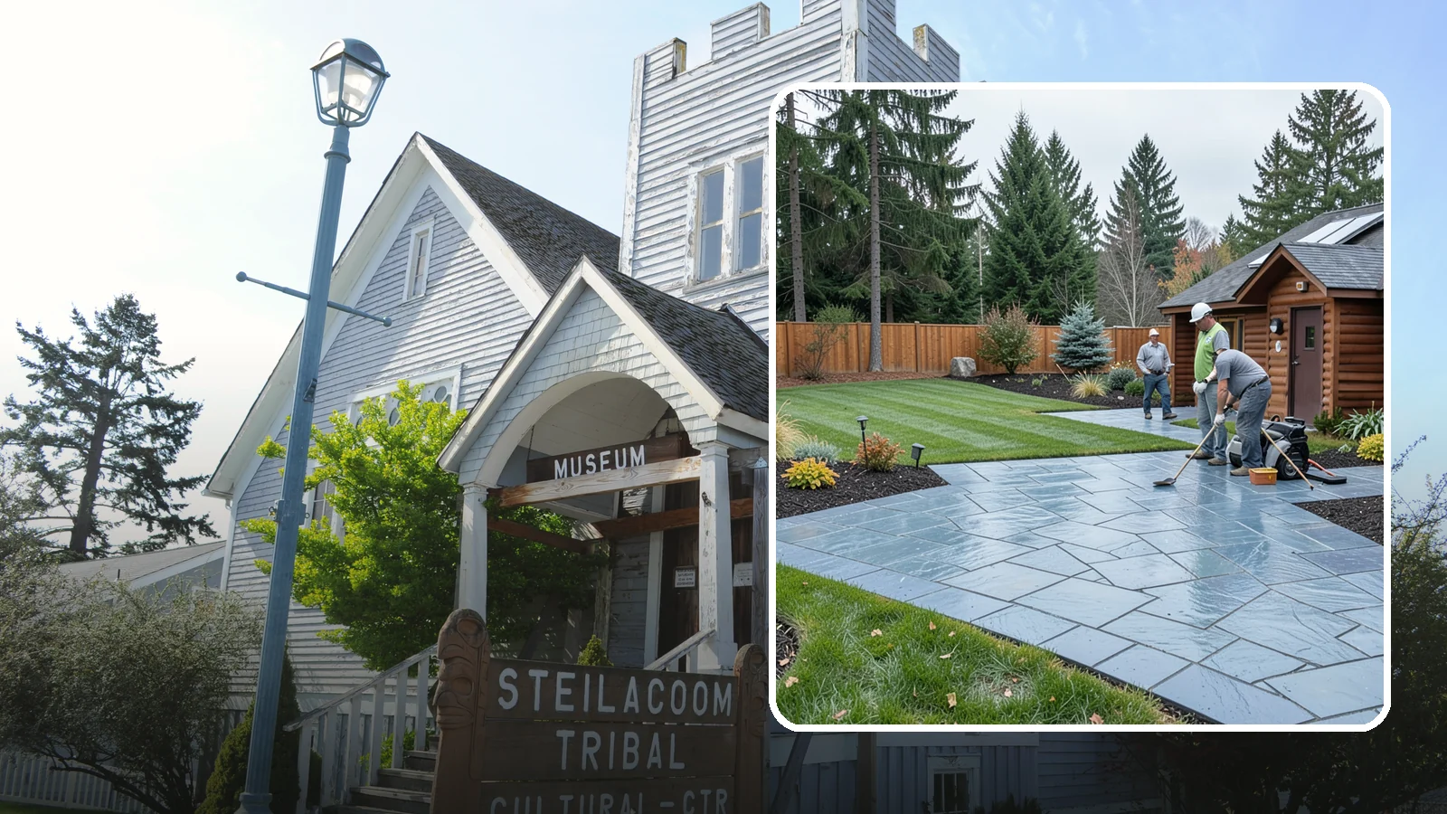 Bluestone Installation in Steilacoom, Pierce County, WA - Dense blue-gray sandstone pavers with a refined thermal or natural-cleft finish, perfect for elegant Northwest patios and...