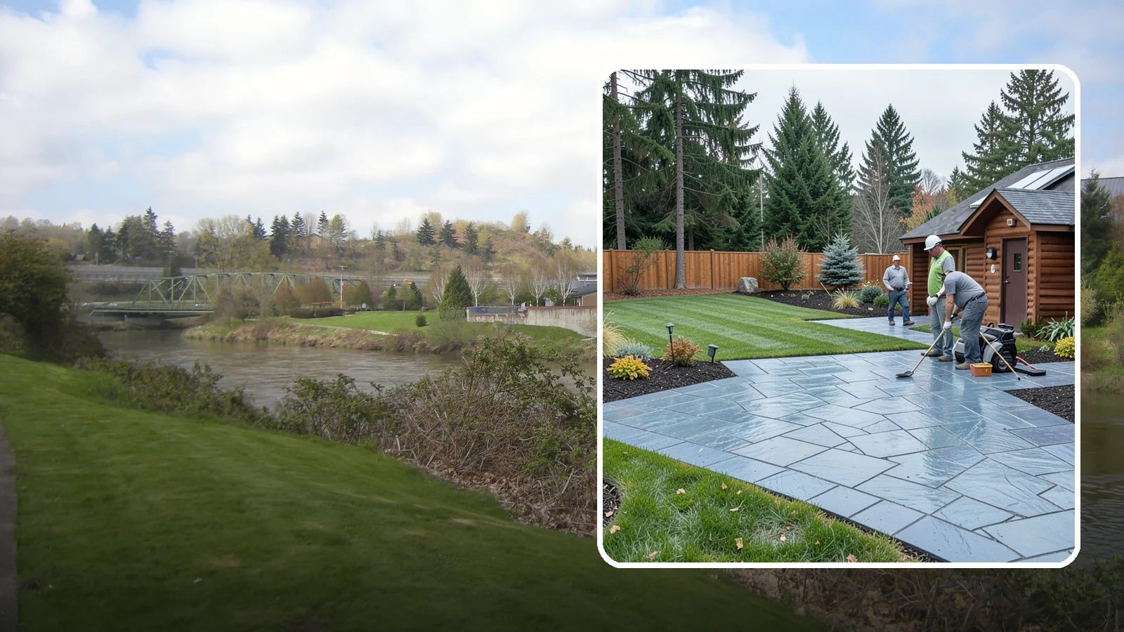 Bluestone Installation in Tukwila, King County, WA - Dense blue-gray sandstone pavers with a refined thermal or natural-cleft finish, perfect for elegant Northwest patios and...