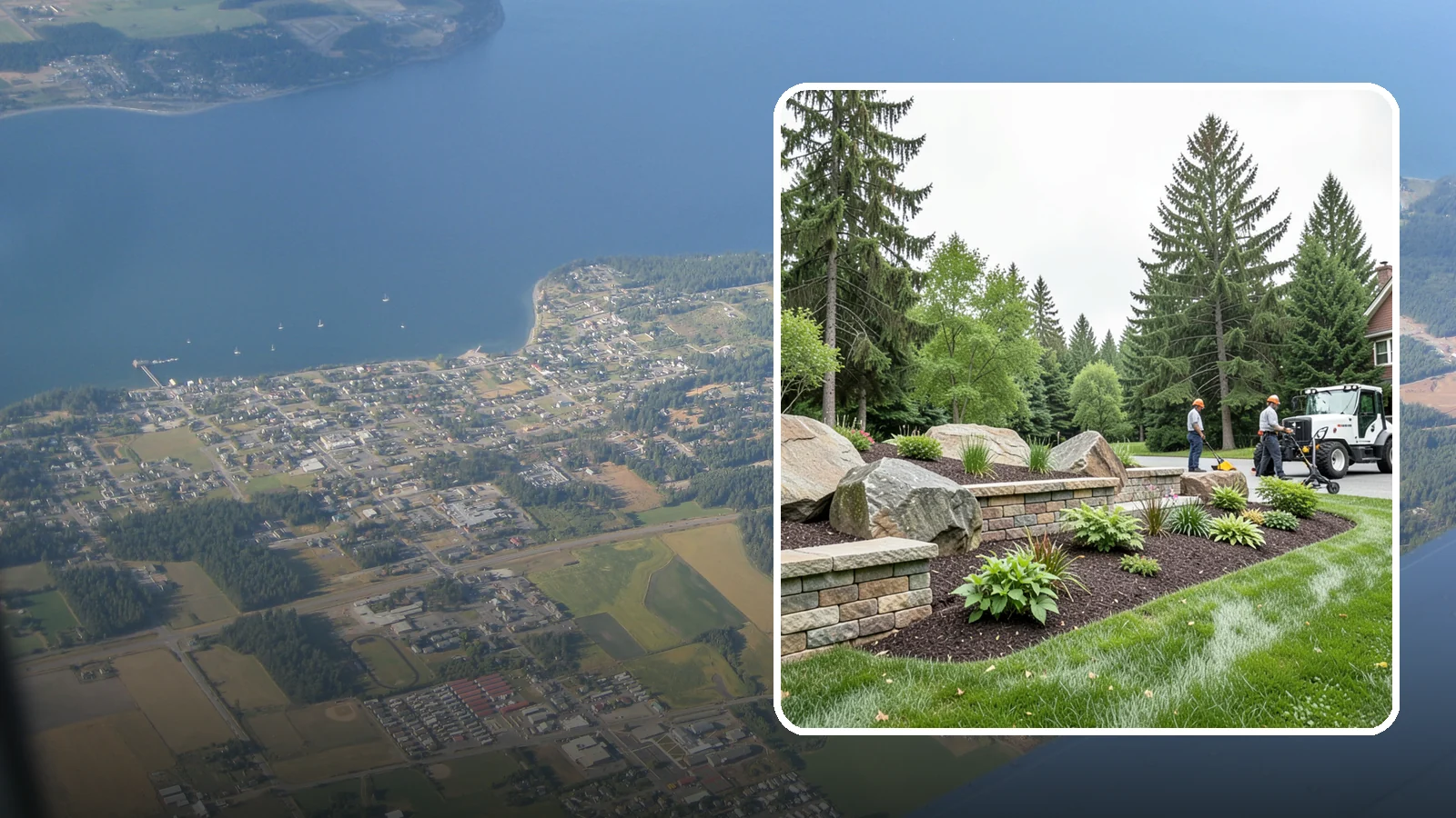 Boulder Placement in Coupeville, Island County, WA - Natural boulders placed as focal points, accents, and functional features in the landscape.