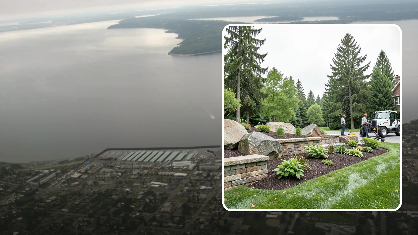 Boulder Placement in Des Moines, King County, WA - Natural boulders placed as focal points, accents, and functional features in the landscape.