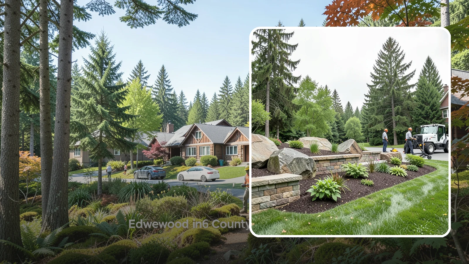 Boulder Placement in Edgewood, Pierce County, WA - Natural boulders placed as focal points, accents, and functional features in the landscape.