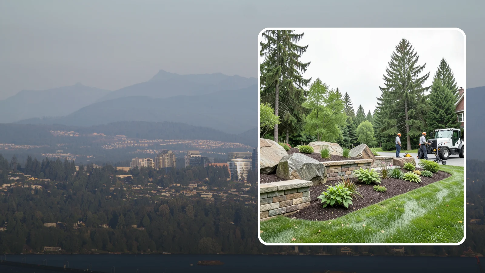 Boulder Placement in Medina, King County, WA - Natural boulders placed as focal points, accents, and functional features in the landscape.