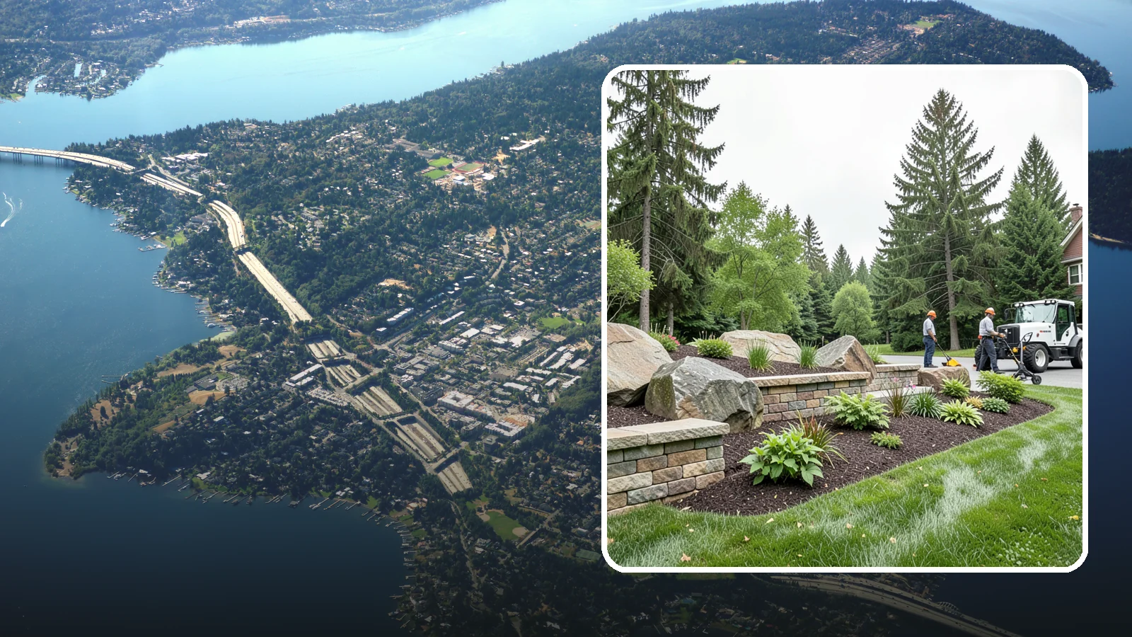 Boulder Placement in Mercer Island, King County, WA - Natural boulders placed as focal points, accents, and functional features in the landscape.