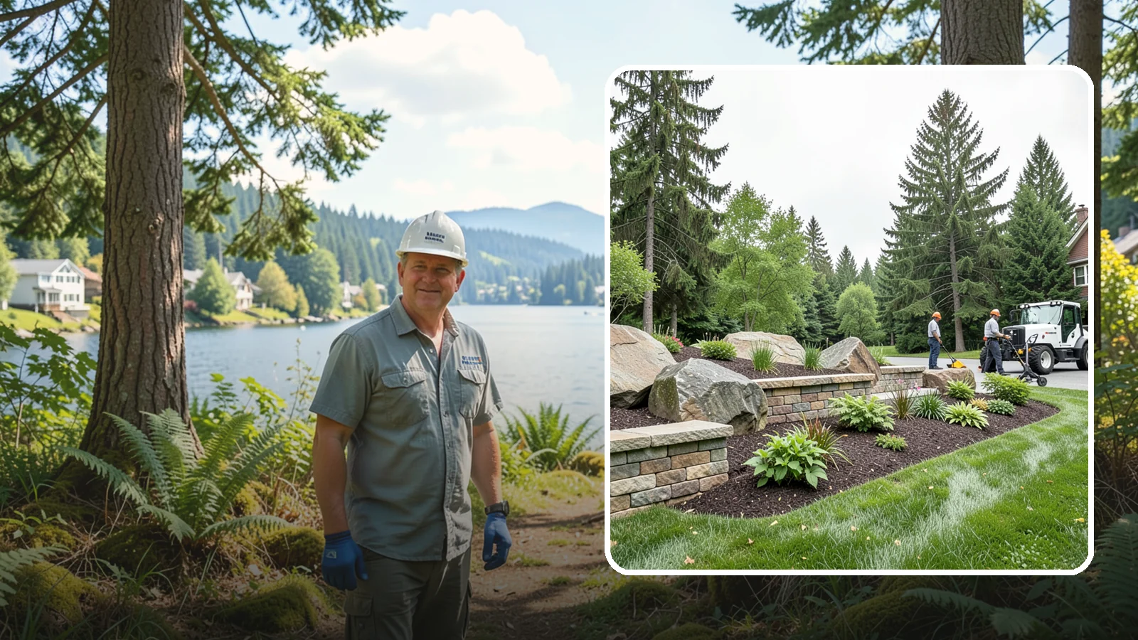Boulder Placement in Milton, King County, WA - Natural boulders placed as focal points, accents, and functional features in the landscape.