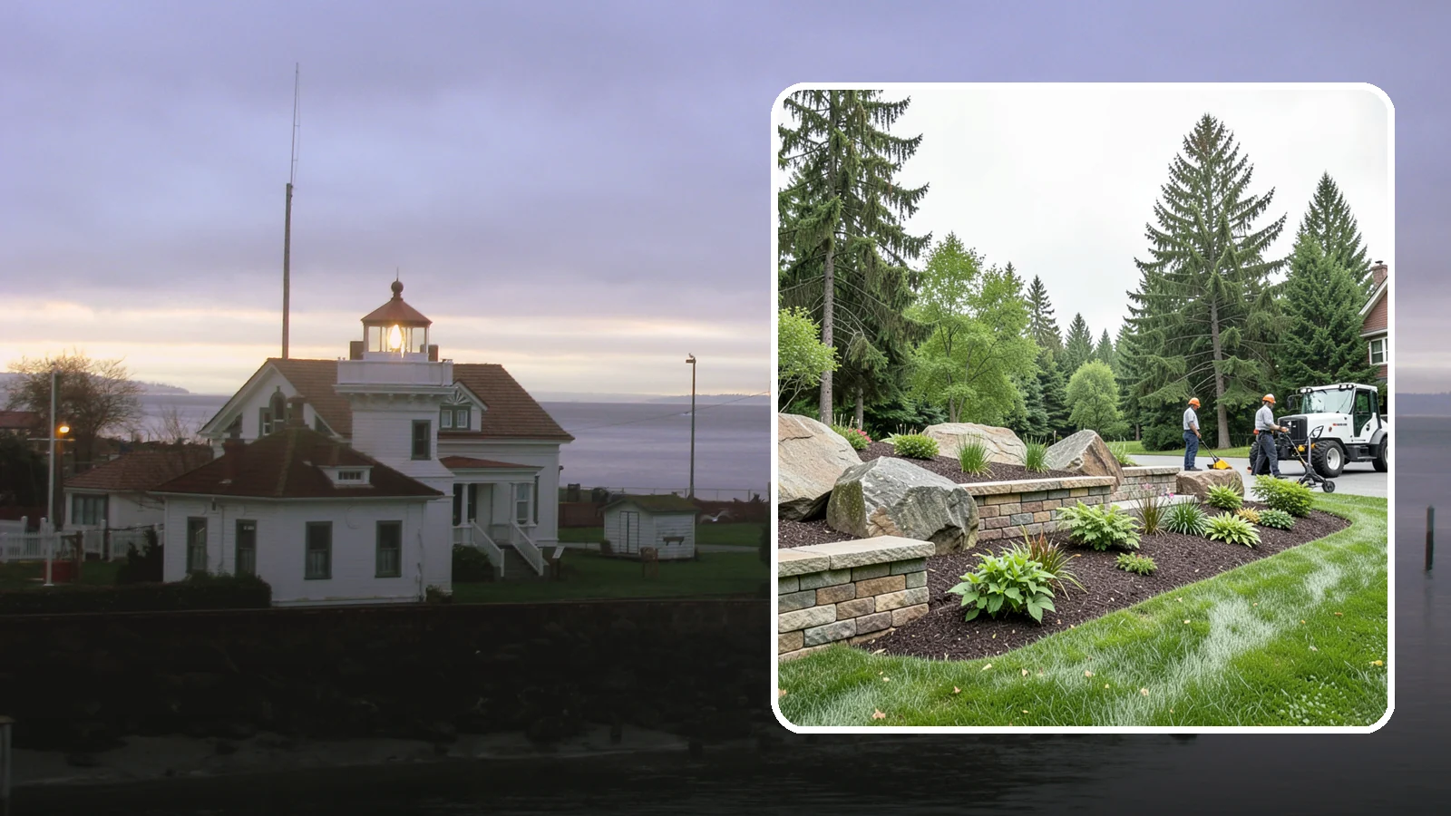 Boulder Placement in Mukilteo, Snohomish County, WA - Natural boulders placed as focal points, accents, and functional features in the landscape.