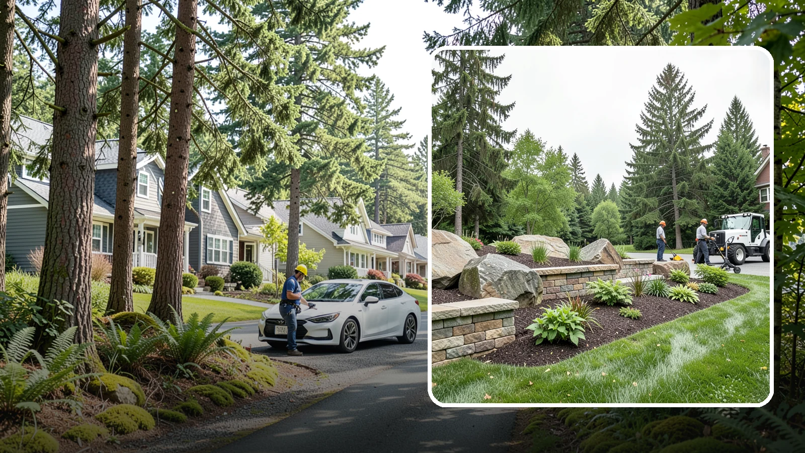 Boulder Placement in Normandy Park, King County, WA - Natural boulders placed as focal points, accents, and functional features in the landscape.