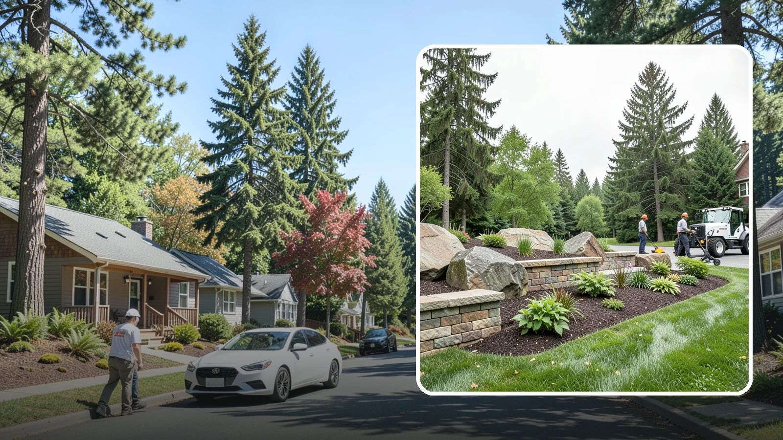 Boulder Placement in Orting, Pierce County, WA - Natural boulders placed as focal points, accents, and functional features in the landscape.