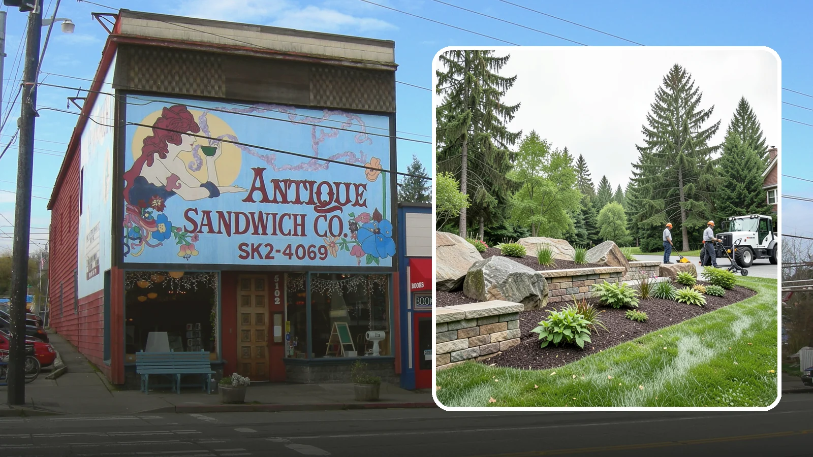 Boulder Placement in Ruston, Pierce County, WA - Natural boulders placed as focal points, accents, and functional features in the landscape.