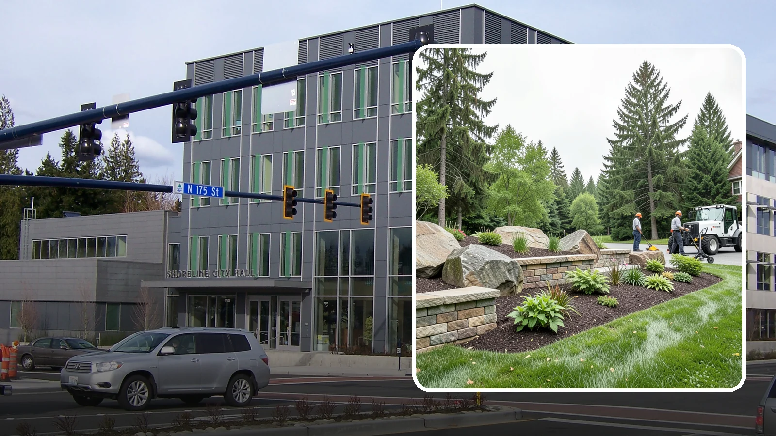 Boulder Placement in Shoreline, King County, WA - Natural boulders placed as focal points, accents, and functional features in the landscape.