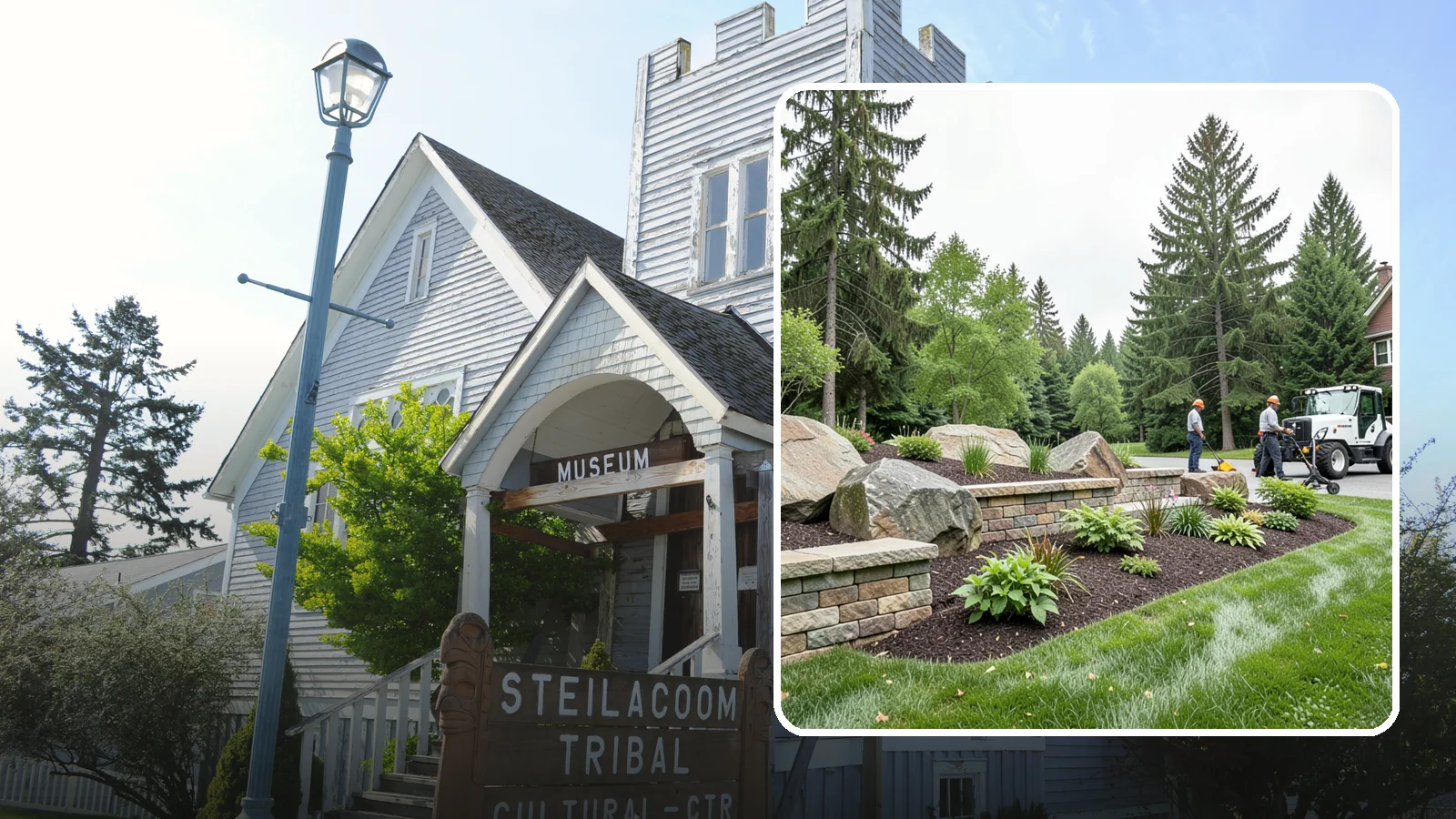 Boulder Placement in Steilacoom, Pierce County, WA - Natural boulders placed as focal points, accents, and functional features in the landscape.