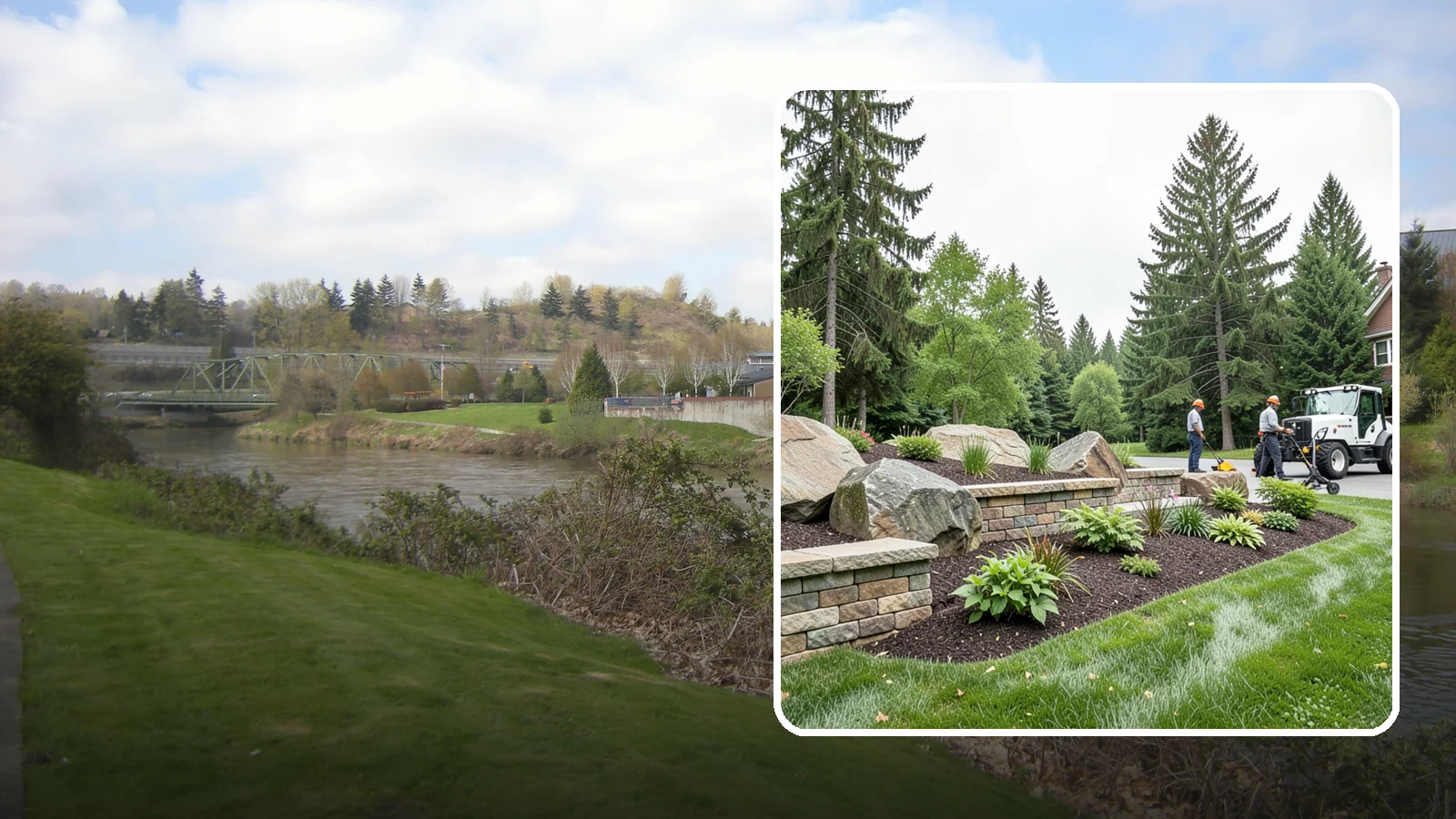 Boulder Placement in Tukwila, King County, WA - Natural boulders placed as focal points, accents, and functional features in the landscape.
