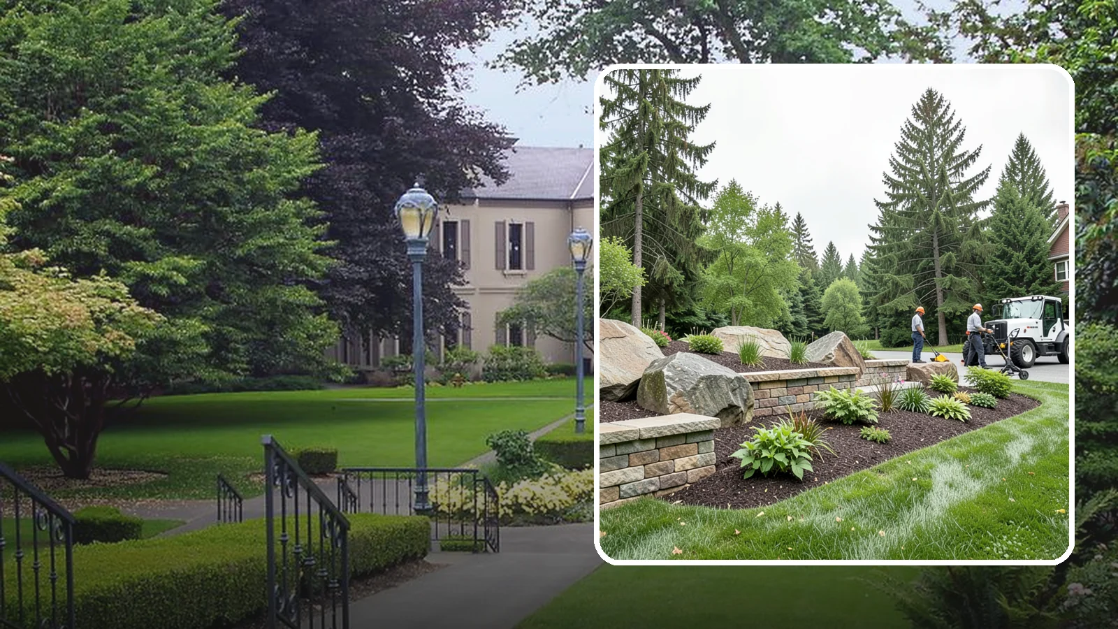 Boulder Placement in Woodinville, King County, WA - Natural boulders placed as focal points, accents, and functional features in the landscape.