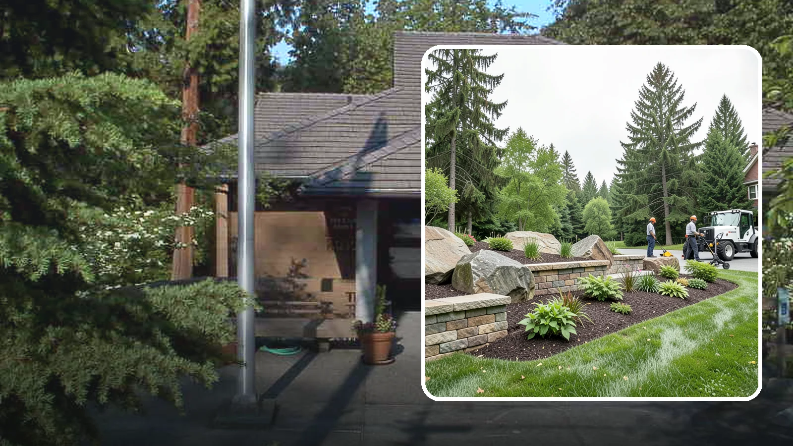 Boulder Placement in Yarrow Point, King County, WA - Natural boulders placed as focal points, accents, and functional features in the landscape.