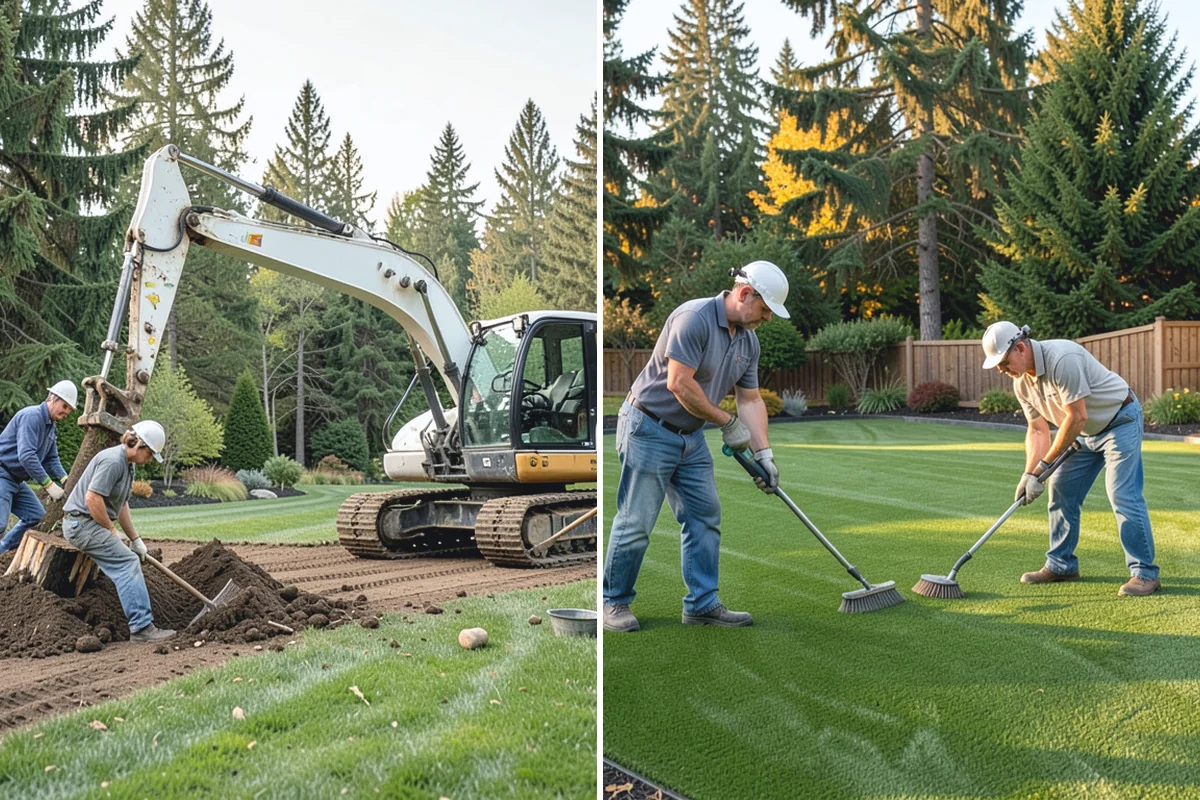 Boulder Retaining Wall in Beaux Arts Village, King County, WA - Excavate and bench the slope