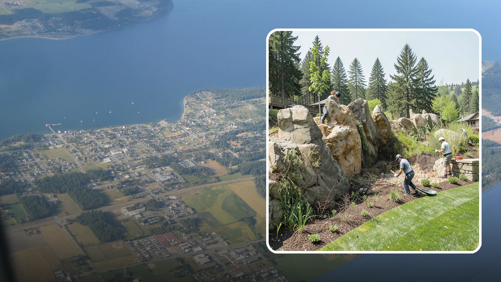 Boulder Retaining Wall in Coupeville, Island County, WA - A rugged wall of large stacked boulders that stabilizes steep PNW slopes with a bold, naturalistic look and excellent drainage.