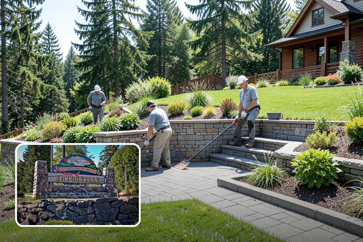 Boulder Retaining Wall in Eatonville, Pierce County, WA - Excellent free-draining performance in wet climates