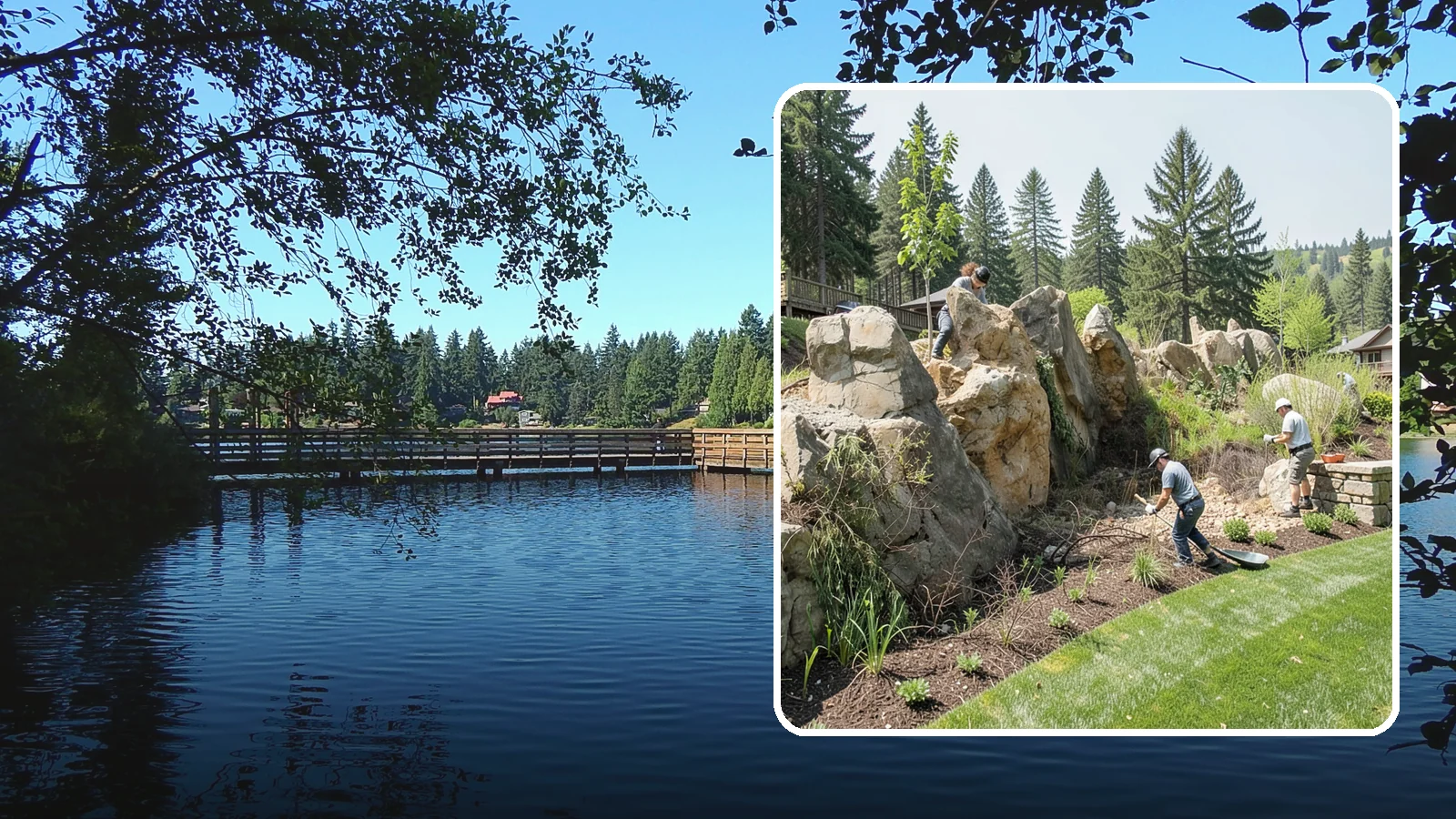 Boulder Retaining Wall in Federal Way, King County, WA - A rugged wall of large stacked boulders that stabilizes steep PNW slopes with a bold, naturalistic look and excellent drainage.