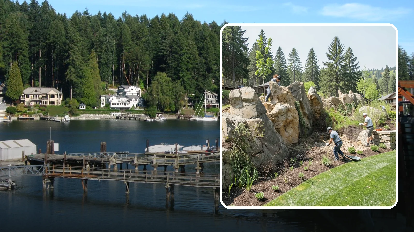 Boulder Retaining Wall in Gig Harbor, Pierce County, WA - A rugged wall of large stacked boulders that stabilizes steep PNW slopes with a bold, naturalistic look and excellent drainage.