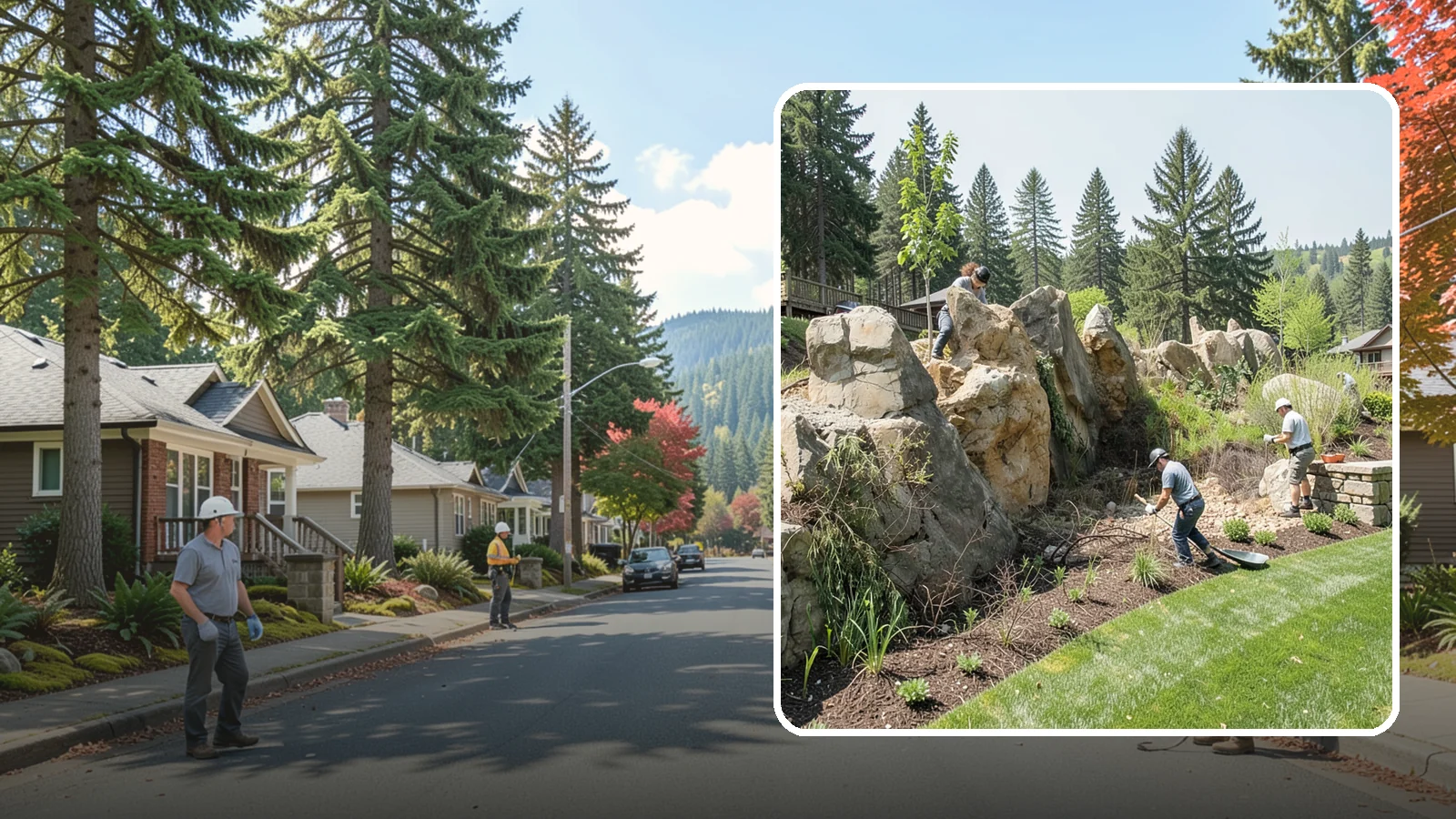 Boulder Retaining Wall in Hunts Point, King County, WA - A rugged wall of large stacked boulders that stabilizes steep PNW slopes with a bold, naturalistic look and excellent drainage.