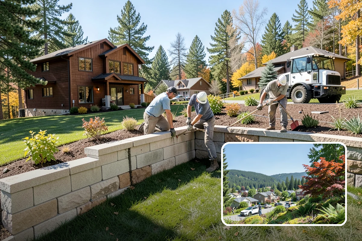 Boulder Retaining Wall in Index, Snohomish County, WA - Excellent free-draining performance in wet climates