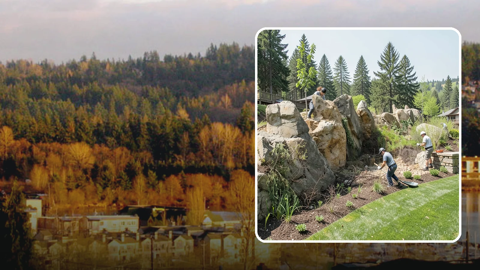 Boulder Retaining Wall in Kenmore, King County, WA - A rugged wall of large stacked boulders that stabilizes steep PNW slopes with a bold, naturalistic look and excellent drainage.