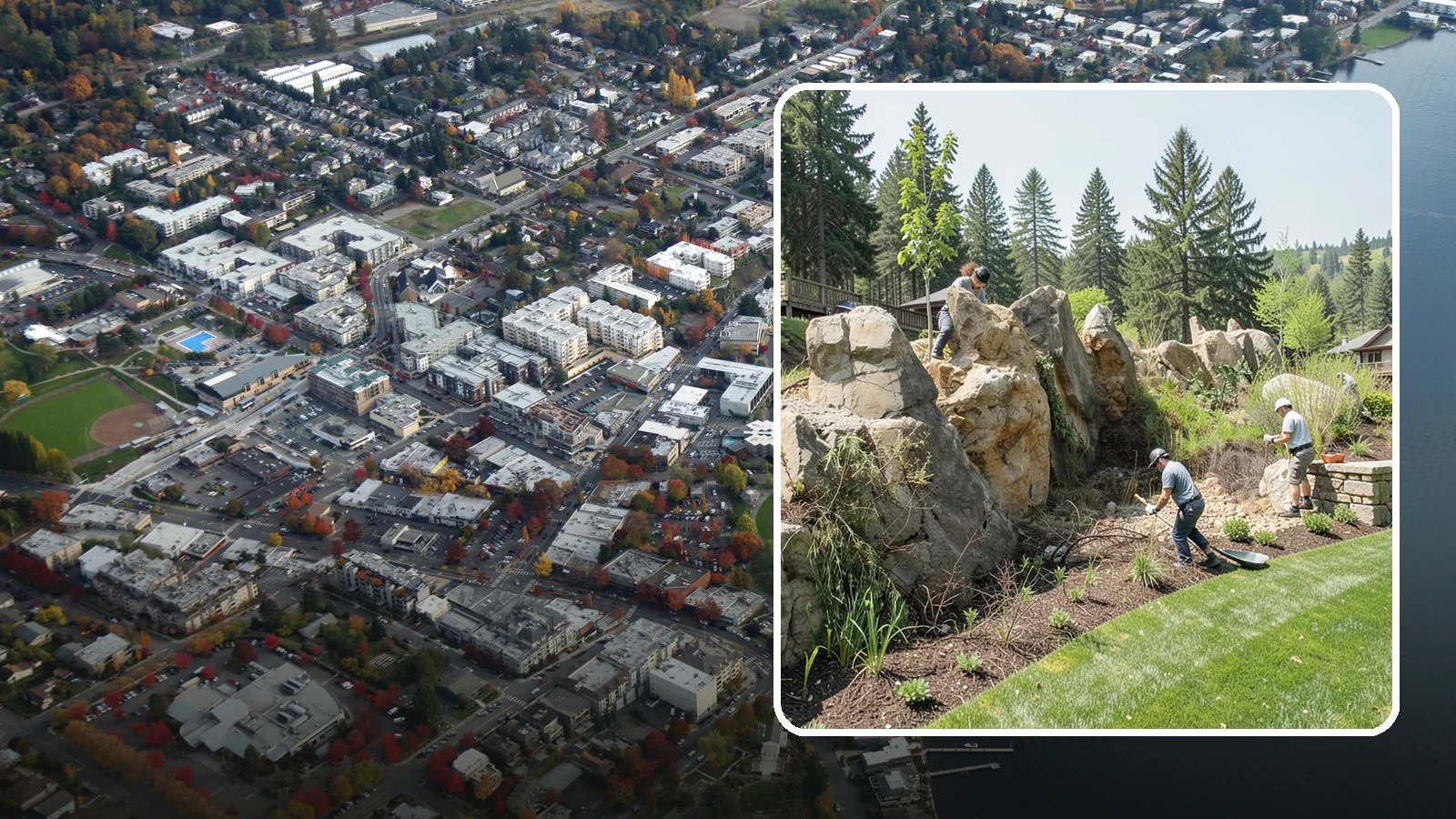 Boulder Retaining Wall in Kirkland, King County, WA - A rugged wall of large stacked boulders that stabilizes steep PNW slopes with a bold, naturalistic look and excellent drainage.