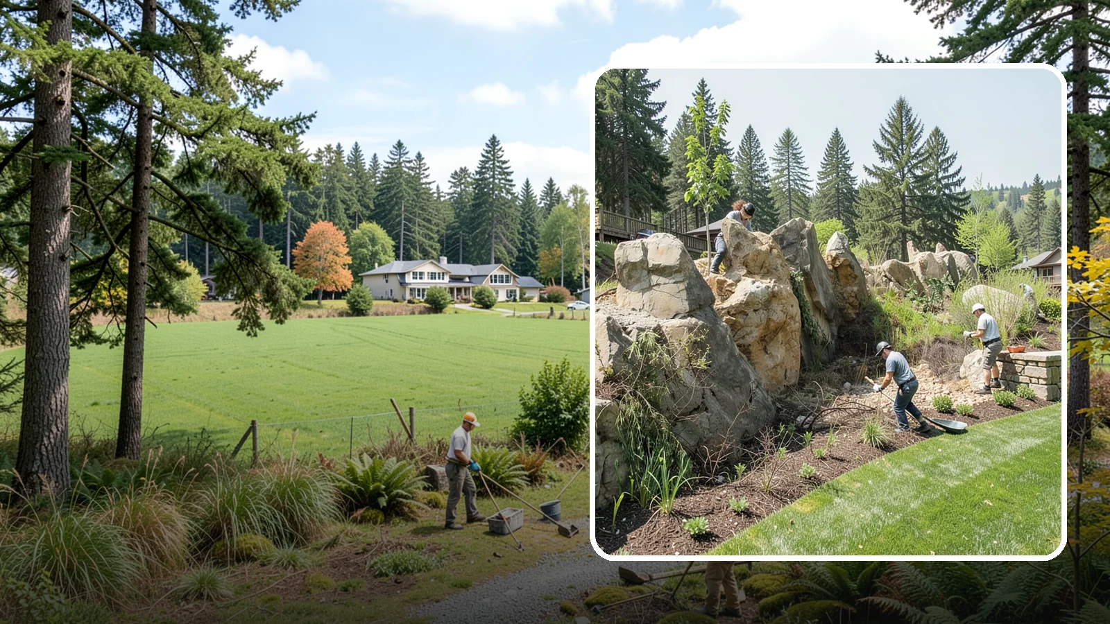 Boulder Retaining Wall in Lyman, Skagit County, WA - A rugged wall of large stacked boulders that stabilizes steep PNW slopes with a bold, naturalistic look and excellent drainage.