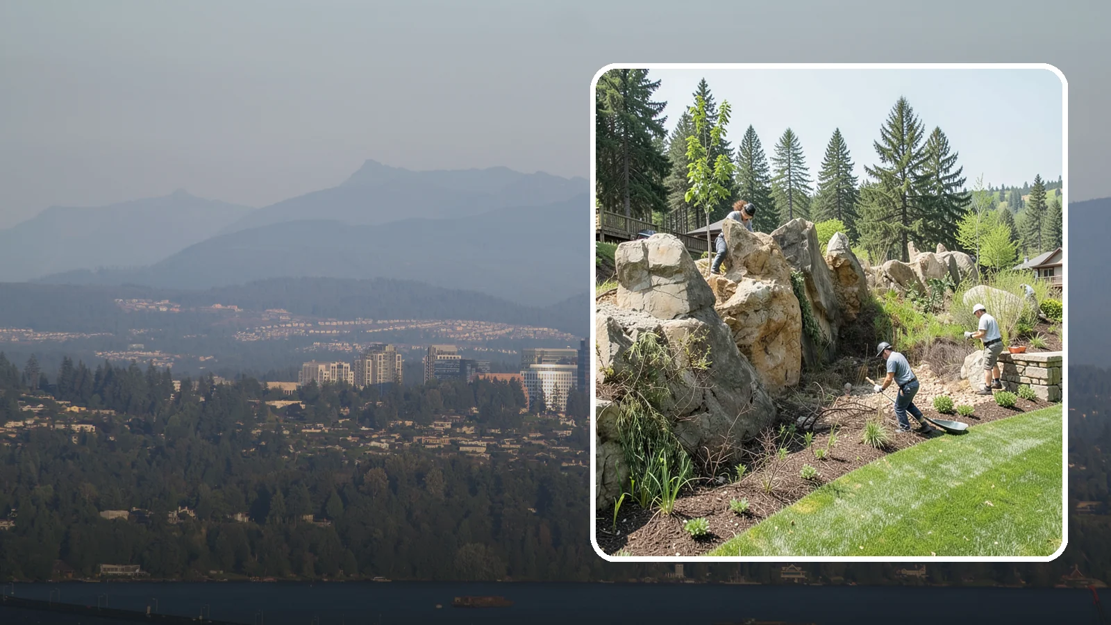 Boulder Retaining Wall in Medina, King County, WA - A rugged wall of large stacked boulders that stabilizes steep PNW slopes with a bold, naturalistic look and excellent drainage.