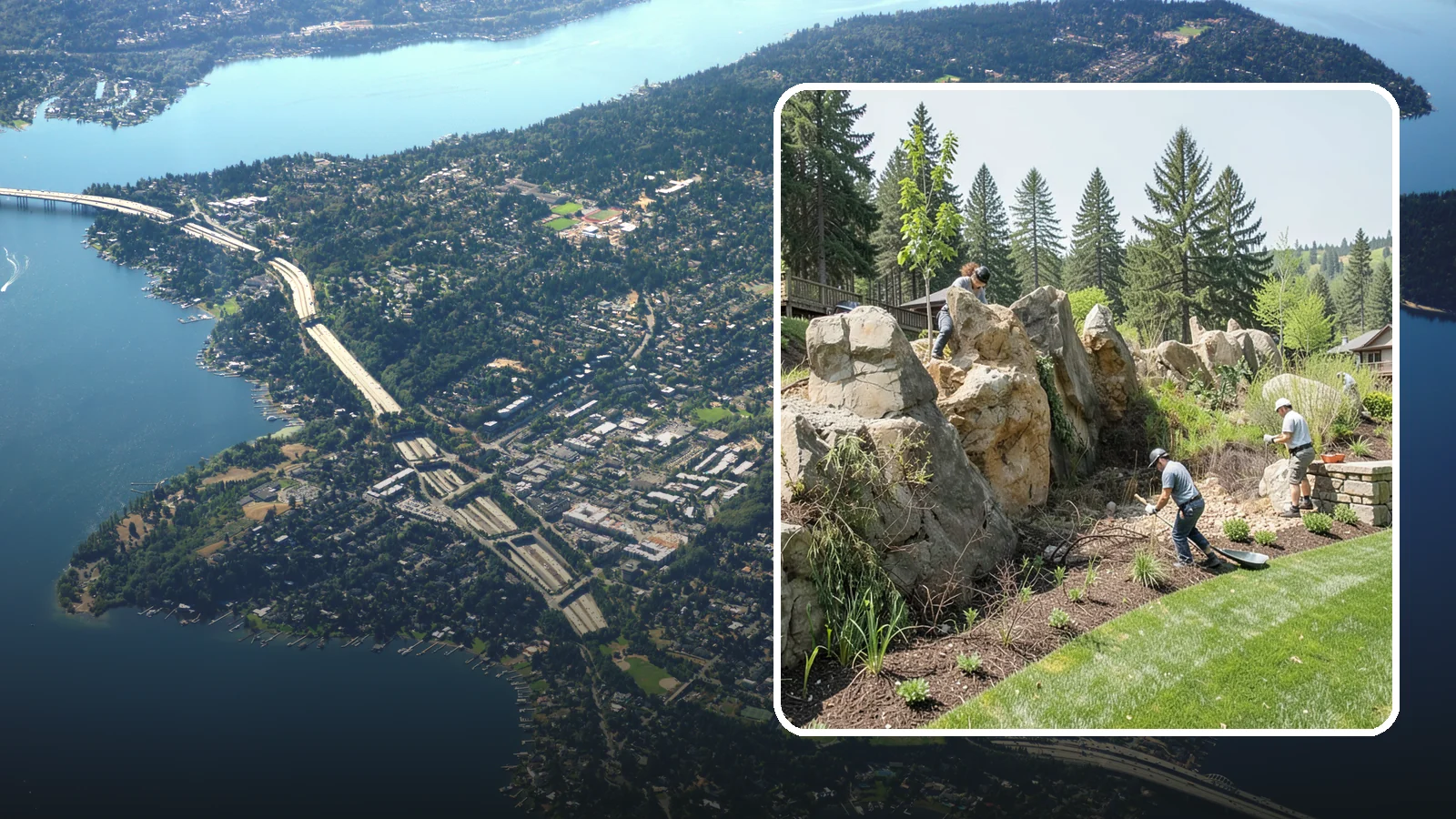 Boulder Retaining Wall in Mercer Island, King County, WA - A rugged wall of large stacked boulders that stabilizes steep PNW slopes with a bold, naturalistic look and excellent drainage.