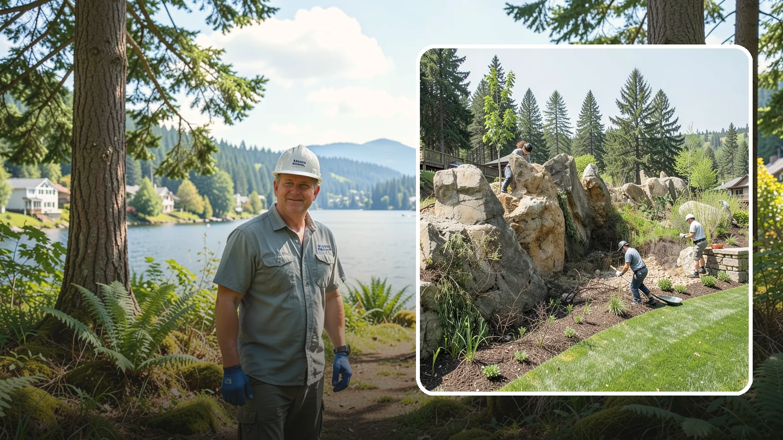 Boulder Retaining Wall in Milton, King County, WA - A rugged wall of large stacked boulders that stabilizes steep PNW slopes with a bold, naturalistic look and excellent drainage.