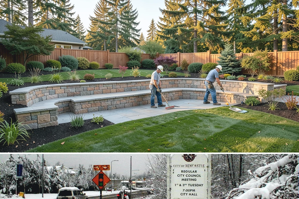 Boulder Retaining Wall in Newcastle, King County, WA - Best placed in drier spring-through-fall conditions when heavy equipment can work the slope without churning saturated PNW soil.