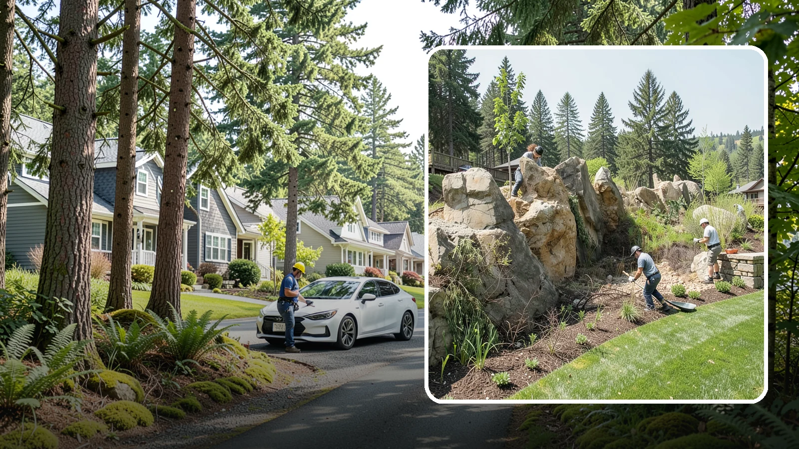 Boulder Retaining Wall in Normandy Park, King County, WA - A rugged wall of large stacked boulders that stabilizes steep PNW slopes with a bold, naturalistic look and excellent drainage.