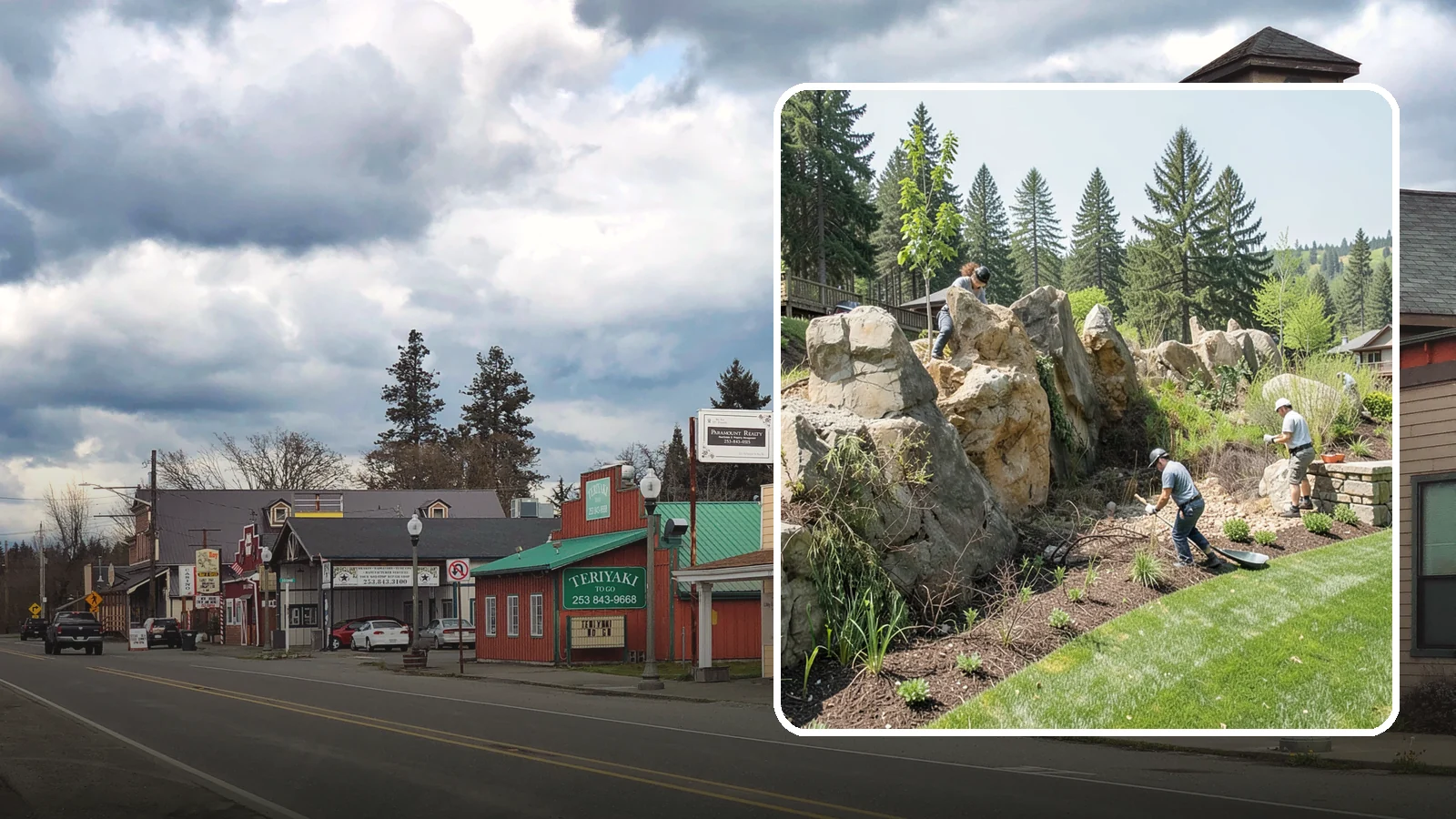 Boulder Retaining Wall in Roy, Pierce County, WA - A rugged wall of large stacked boulders that stabilizes steep PNW slopes with a bold, naturalistic look and excellent drainage.