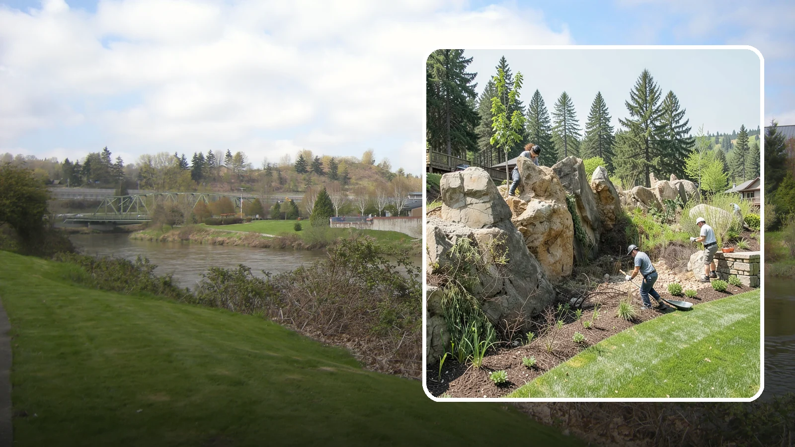 Boulder Retaining Wall in Tukwila, King County, WA - A rugged wall of large stacked boulders that stabilizes steep PNW slopes with a bold, naturalistic look and excellent drainage.