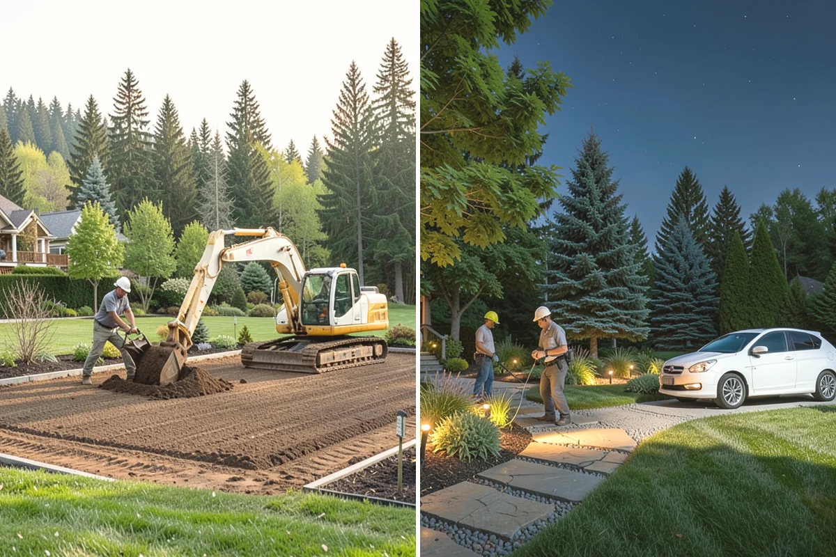 Boulder Retaining Wall in University Place, Pierce County, WA - Excavate and bench the slope