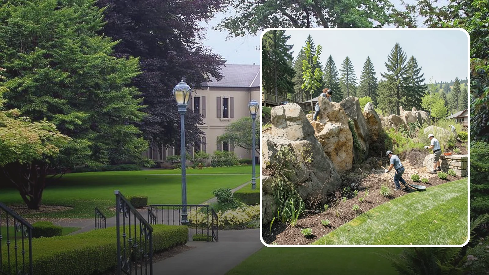 Boulder Retaining Wall in Woodinville, King County, WA - A rugged wall of large stacked boulders that stabilizes steep PNW slopes with a bold, naturalistic look and excellent drainage.