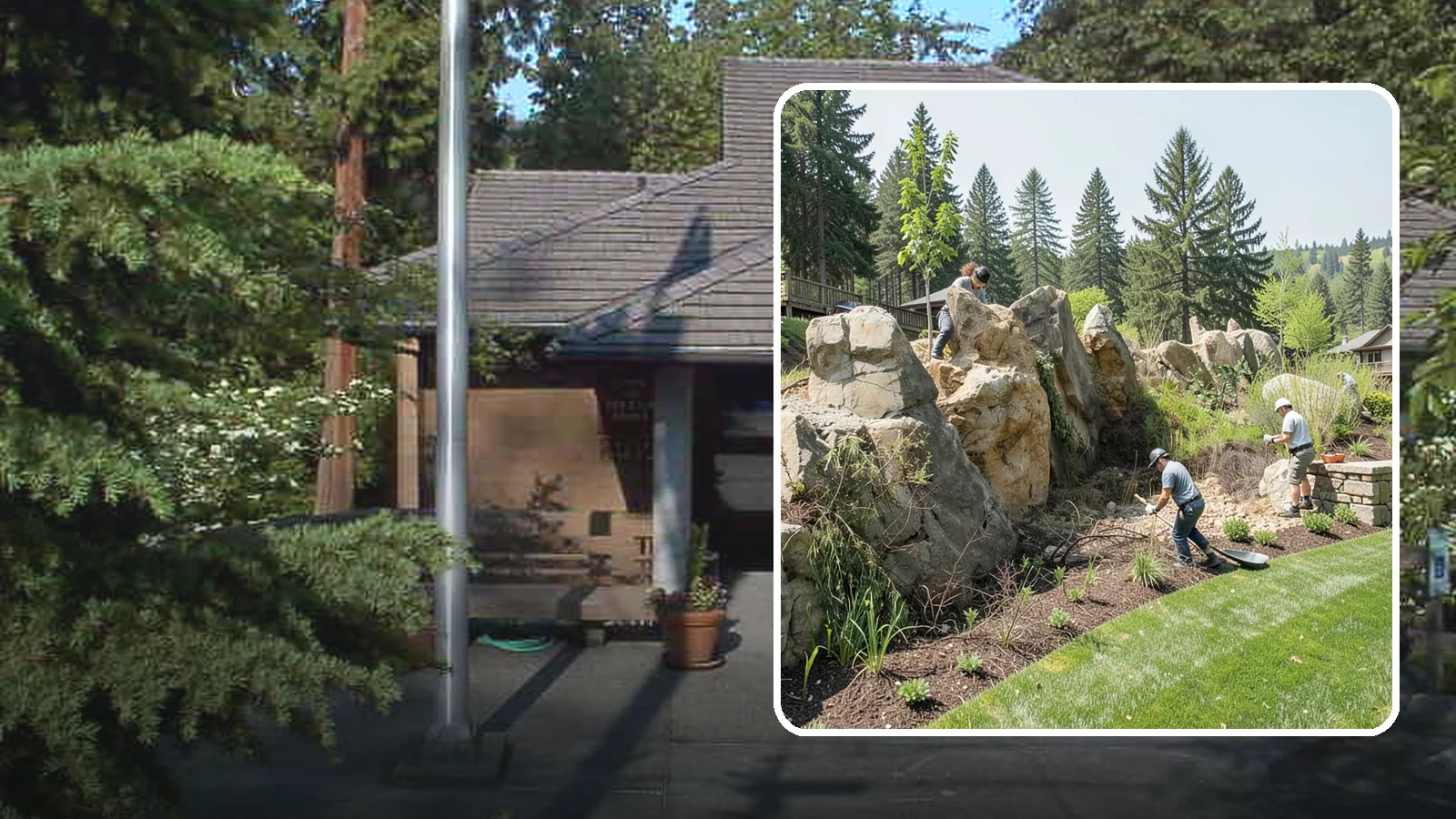 Boulder Retaining Wall in Yarrow Point, King County, WA - A rugged wall of large stacked boulders that stabilizes steep PNW slopes with a bold, naturalistic look and excellent drainage.